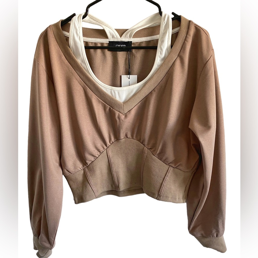 Two Tone Crop Sweatshirt, M44
